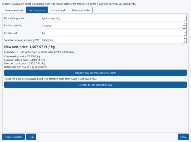 Calculate a purchase unit price